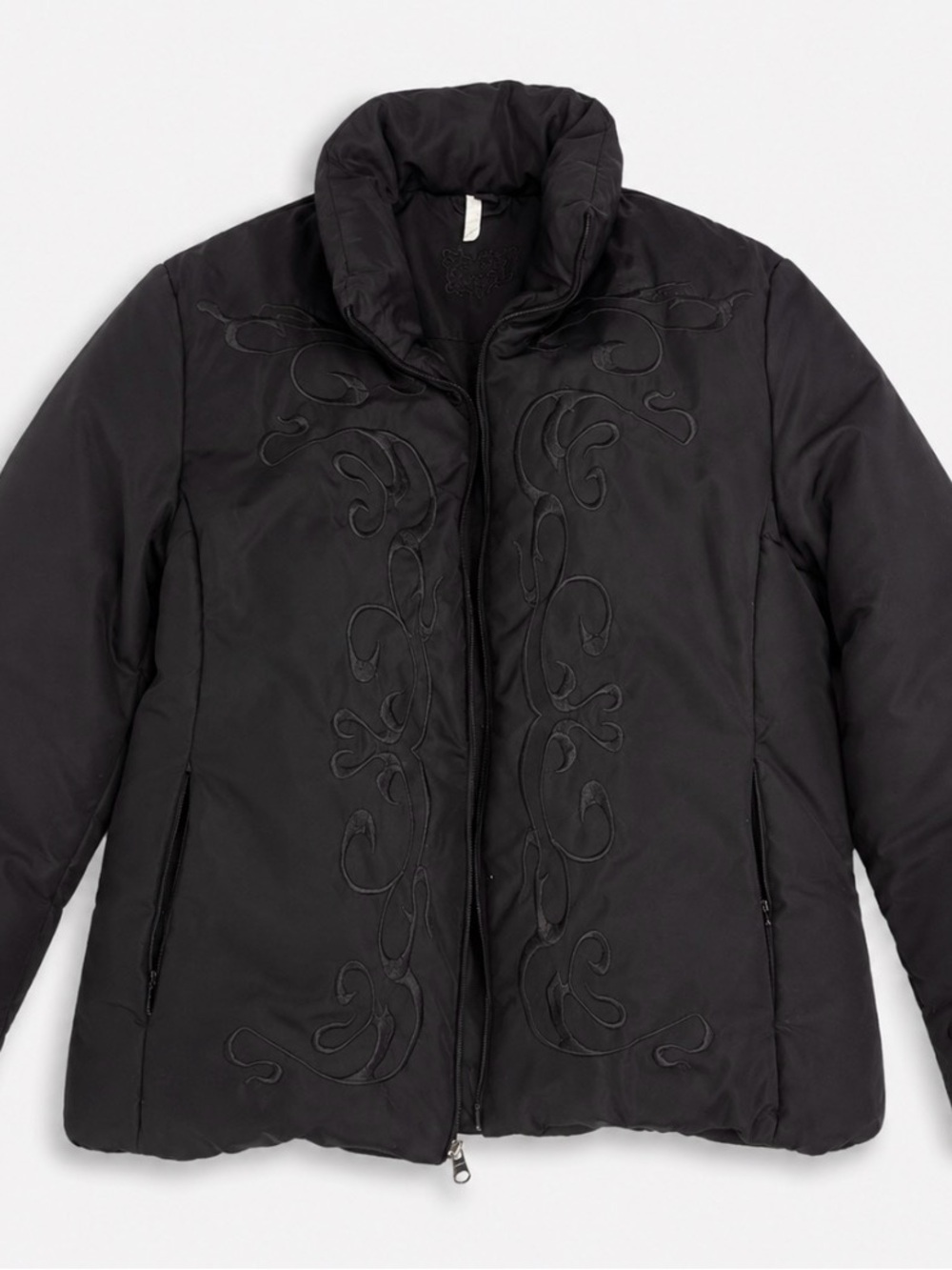 Vintage Guess Black Quilted Puffer Jacket with Tonal Embroidery